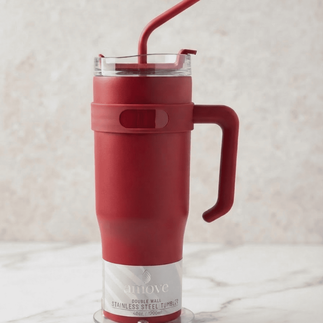 Strow Howse Best Stainless Steel Tumbler – 1000ml Insulated Travel Mug with Handle ...