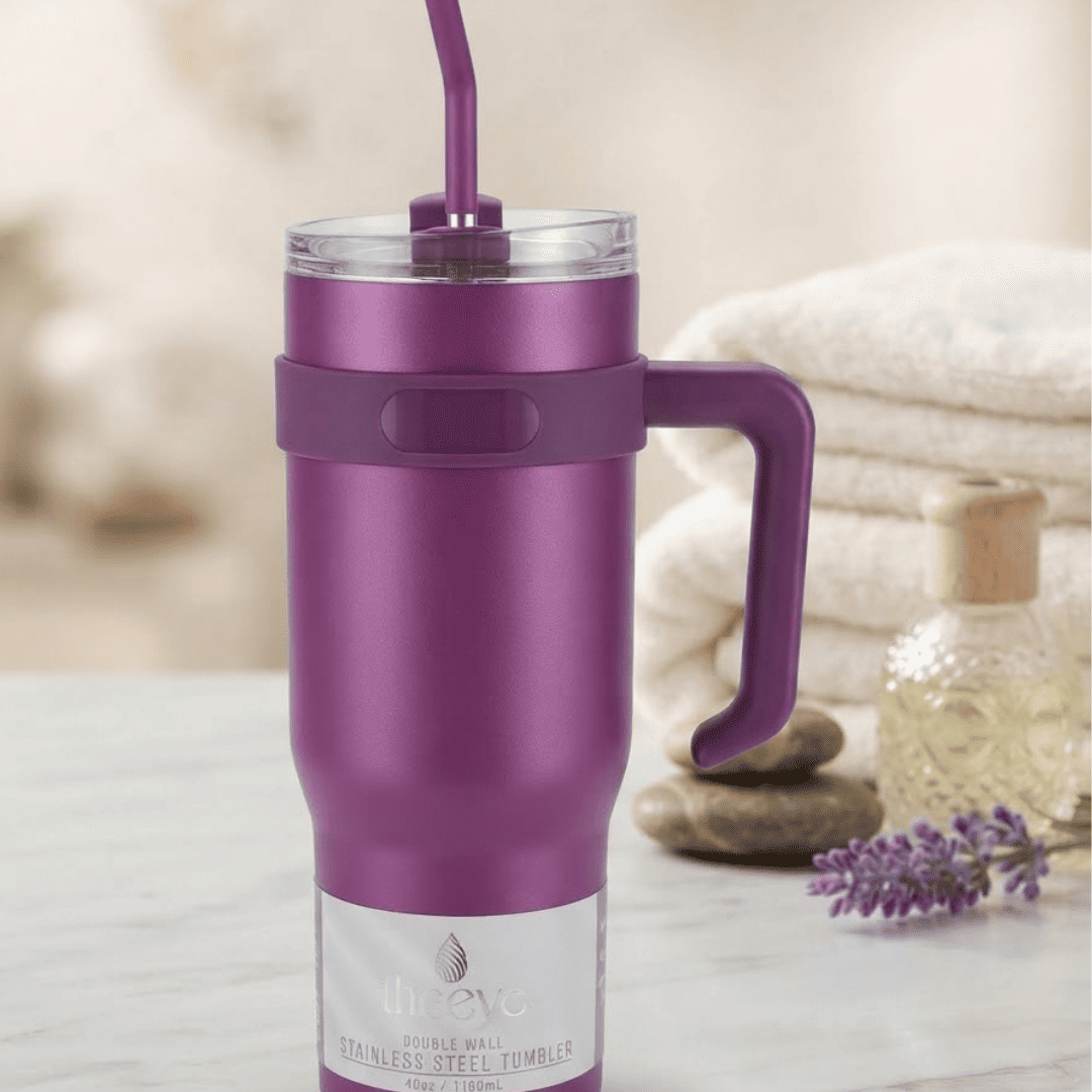 Strow Howse Best Stainless Steel Tumbler – 1000ml Insulated Travel Mug with Handle ...