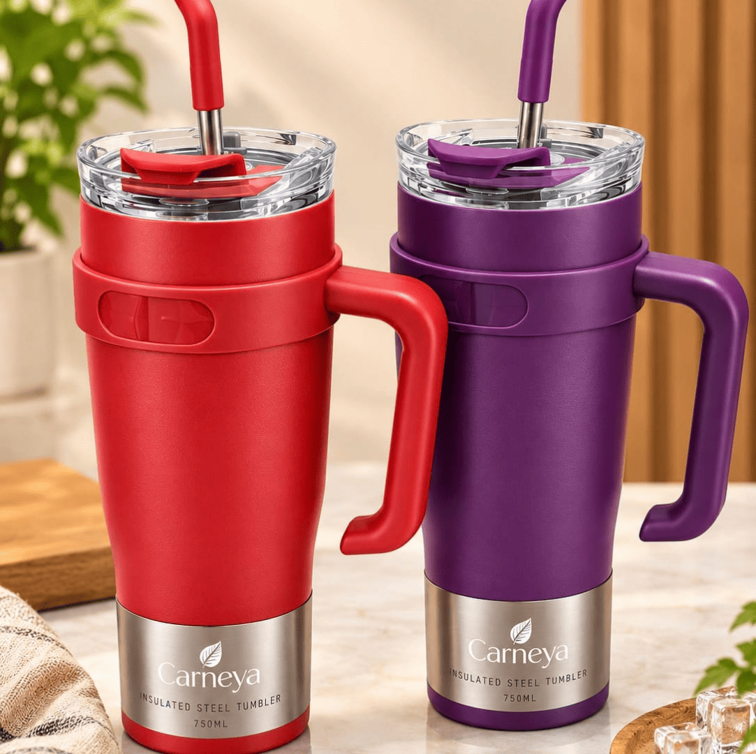 Strow Howse Best Stainless Steel Tumbler – 1000ml Insulated Travel Mug with Handle ...