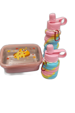 Silicon water bottle + lunch box + free pencil pack